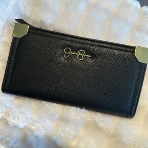 Jessica Simpson Black Wallet with Gold Corners